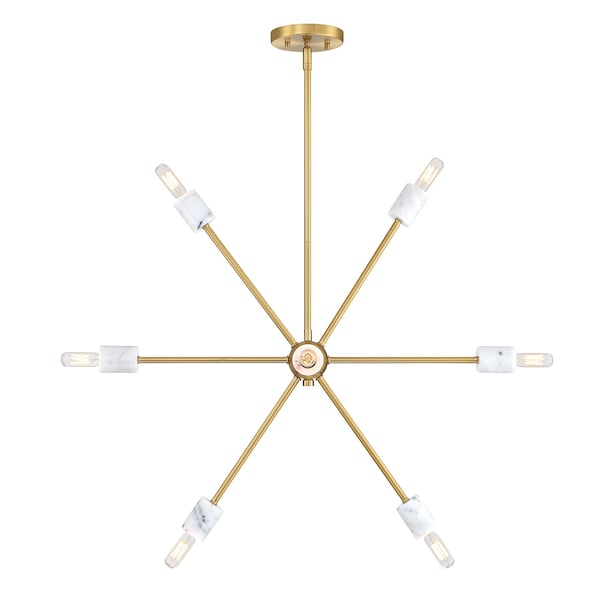 Designers Fountain Star Dust 8-Light Brushed Gold with Natural Marble Accents Mid-Century Modern Sputnik Chandelier D304C-8CH-BG - main